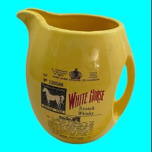 White Horse Blended Scotch Whiskey Vintage Pub Bar Barware Pitcher Jug 5.5x5.5”